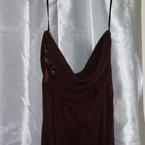 Xscape, Joanna Chen full length, brown dress w/ sequins. Size 4, never worn.